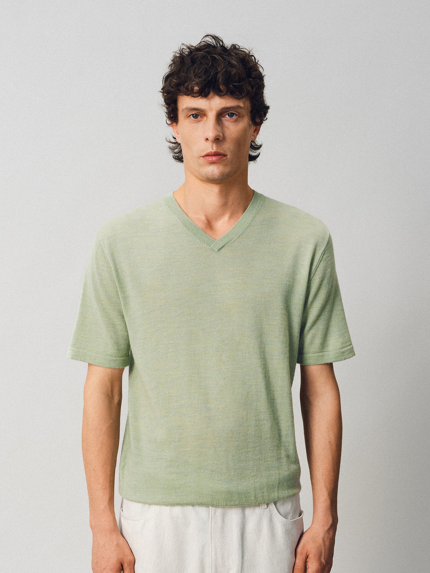 V-neck Wool Knit Shirt
