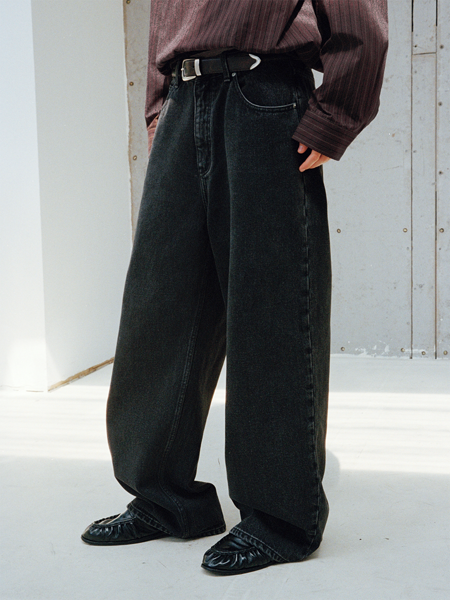 Wash-Finish Relaxed-Fit Wide-Leg Jeans