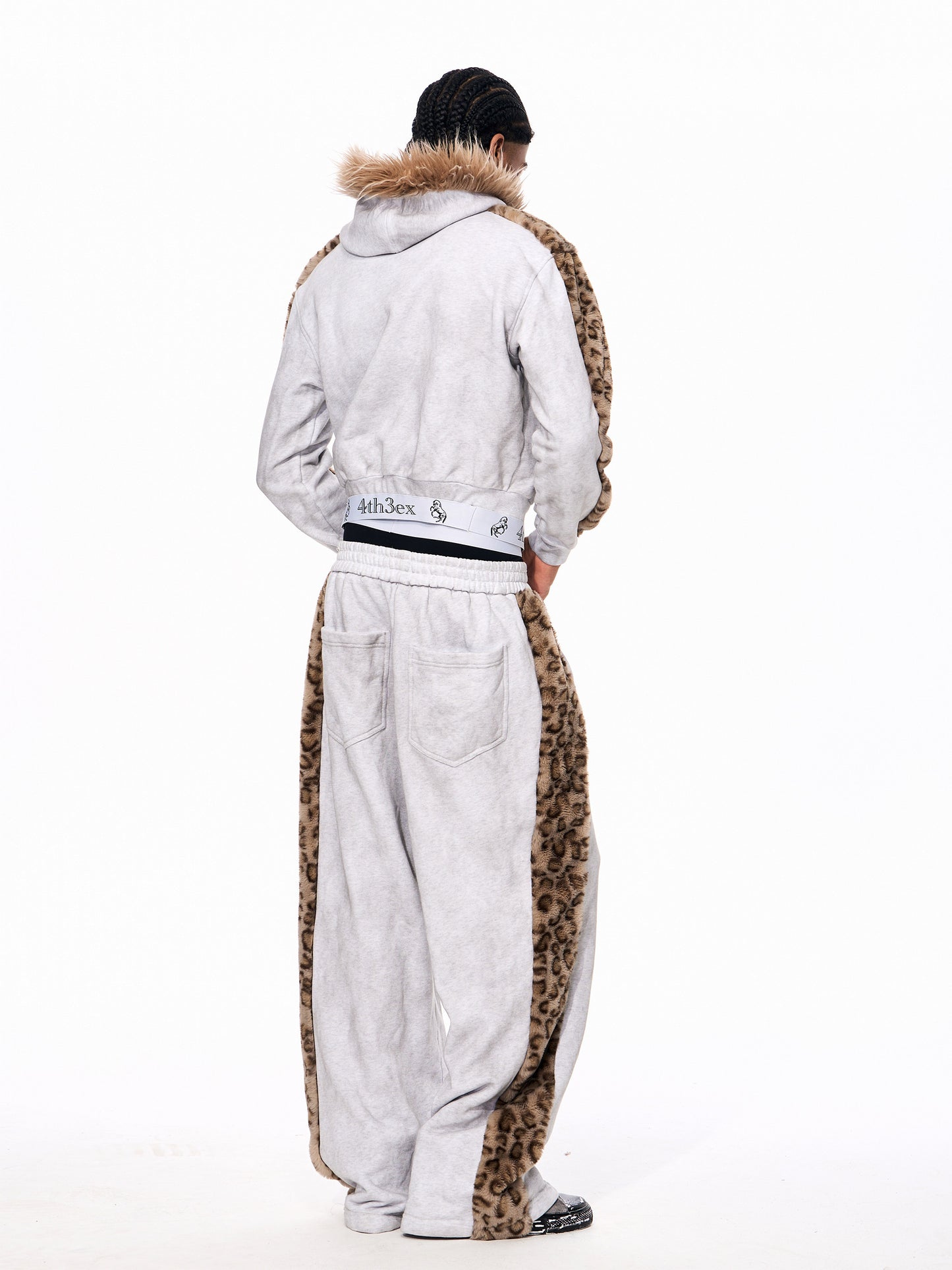 Leopard Print Fur Collar Sweatshirt