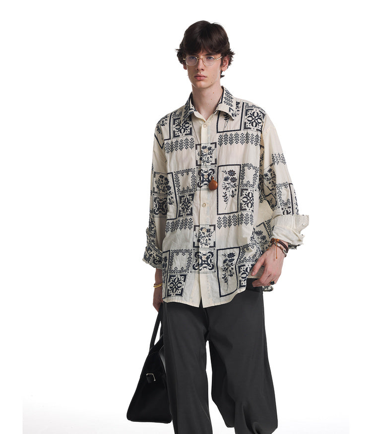 Embroidered contrast color shirt