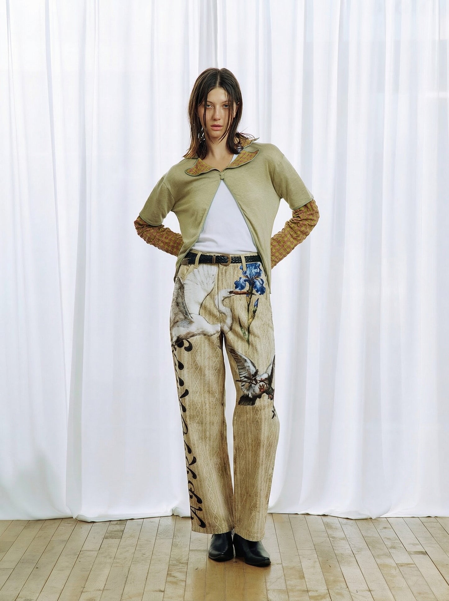 3D-Printed Denim Casual Pants