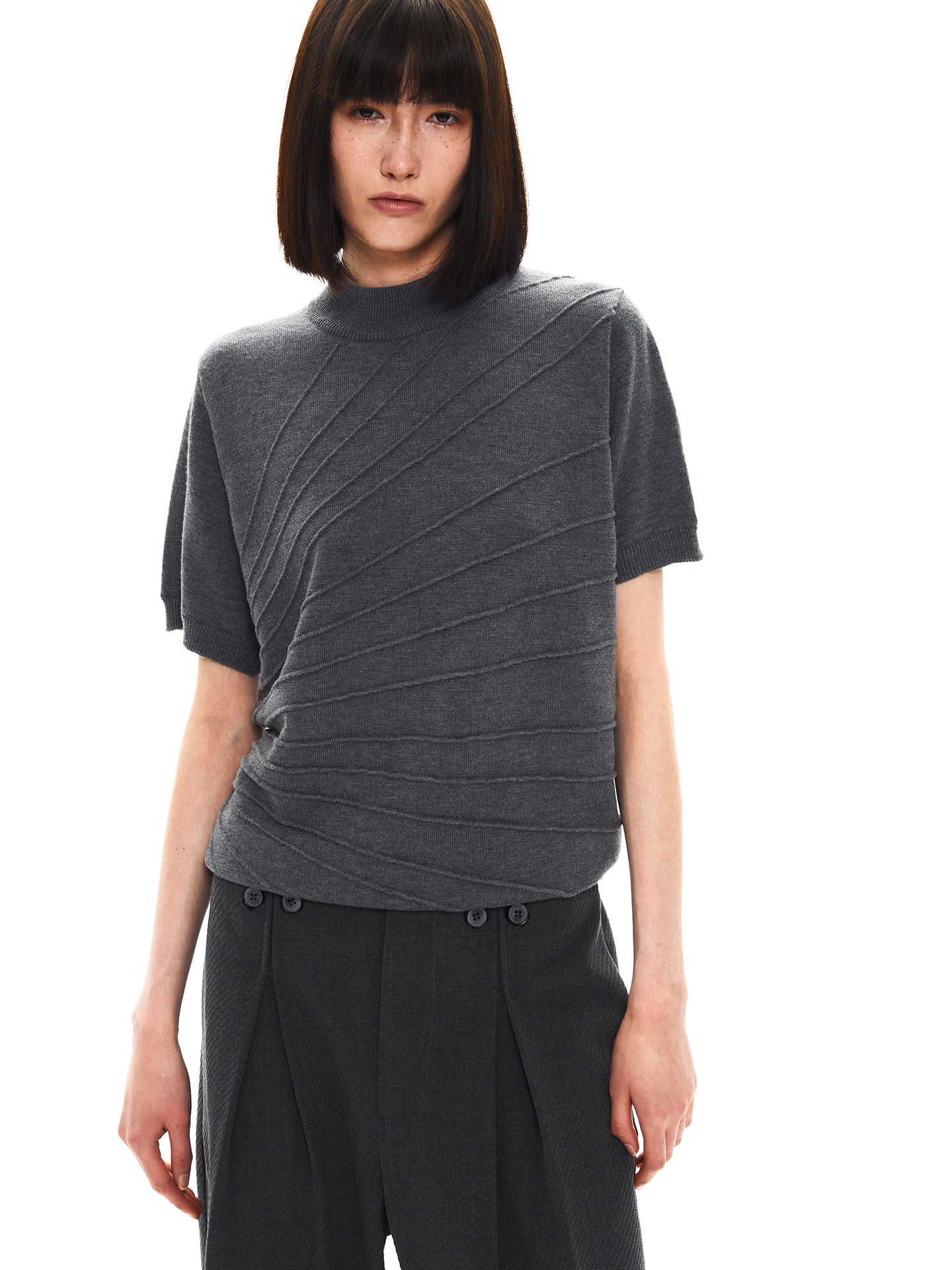 Breathable Jacquard High-Neck Knit