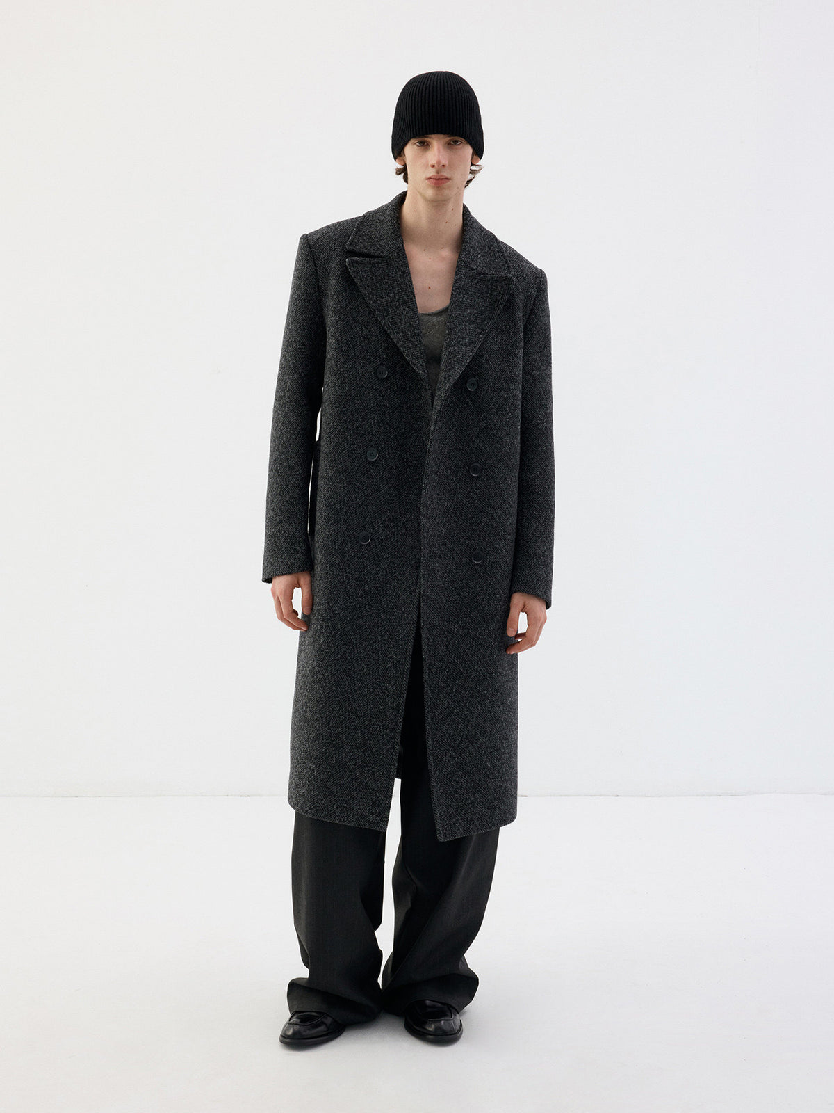 Vintage Herringbone Wool Coat