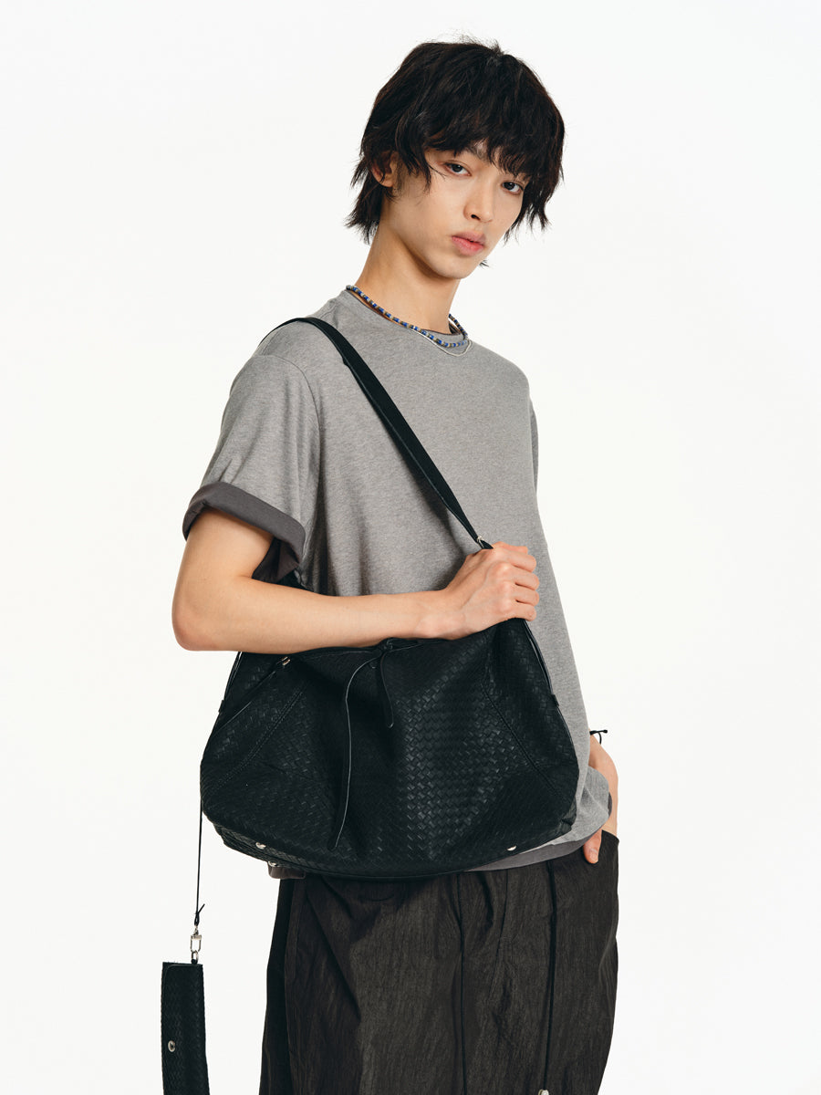Matte-embossed shoulder bag