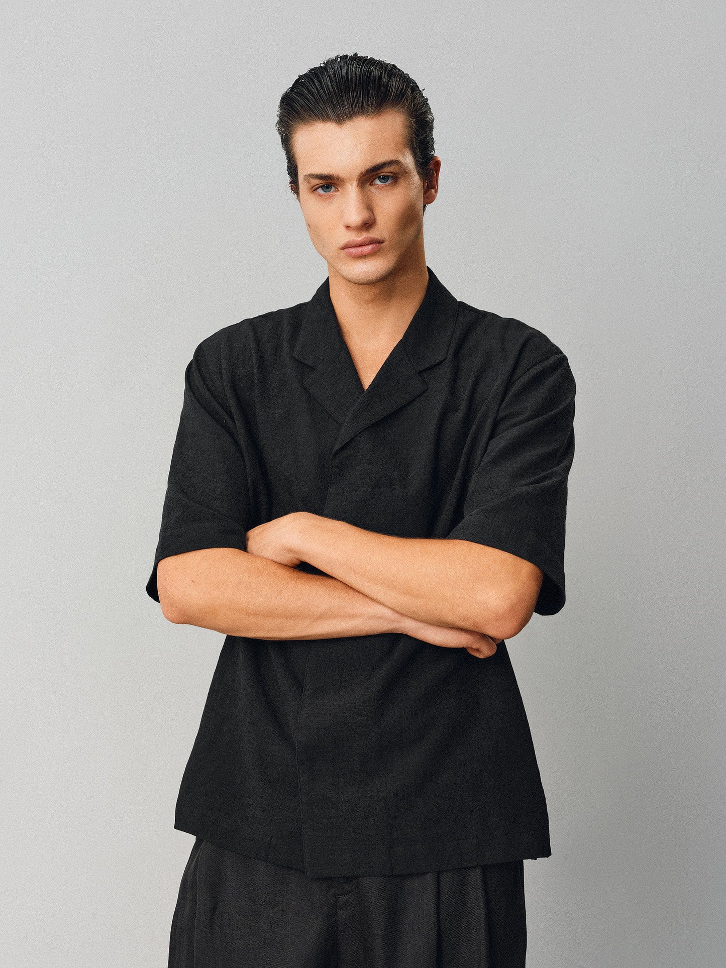 Textured Cuban-collar shirt