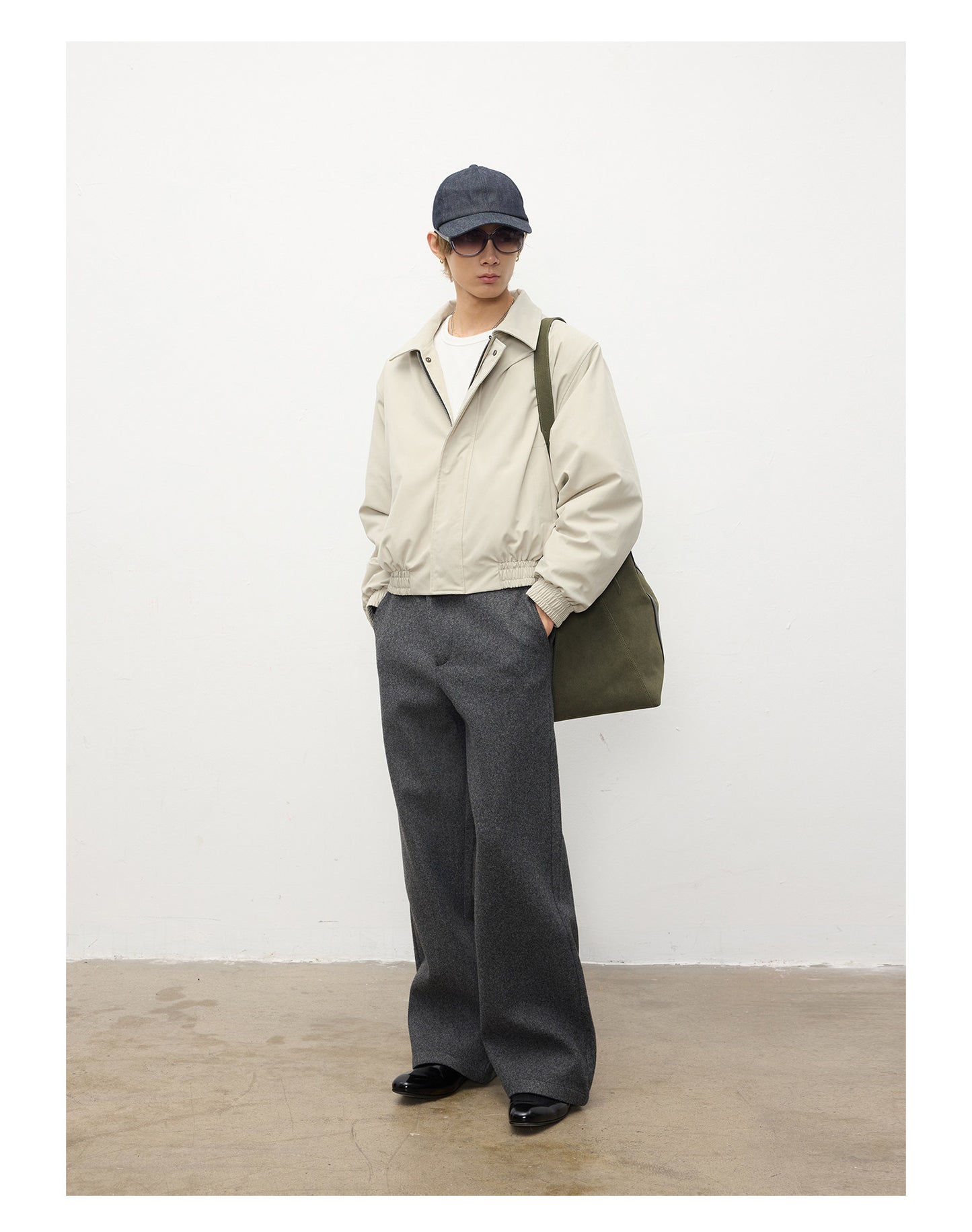 Diagonal Placket Casual Pants