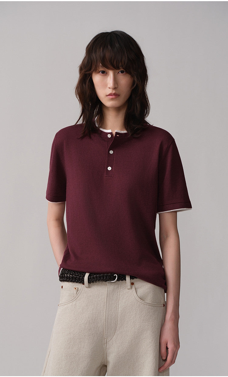 Faux Two-Piece Knit Shirt