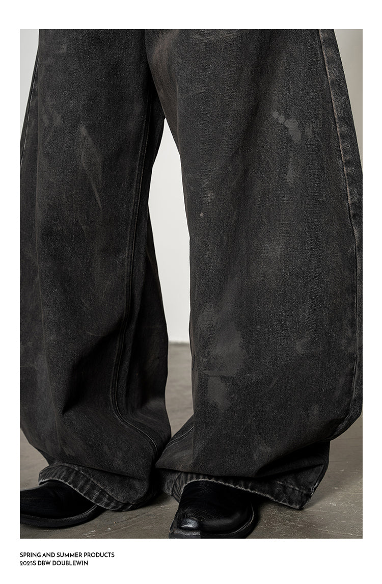 Mud-dyed distressed denim jacket set