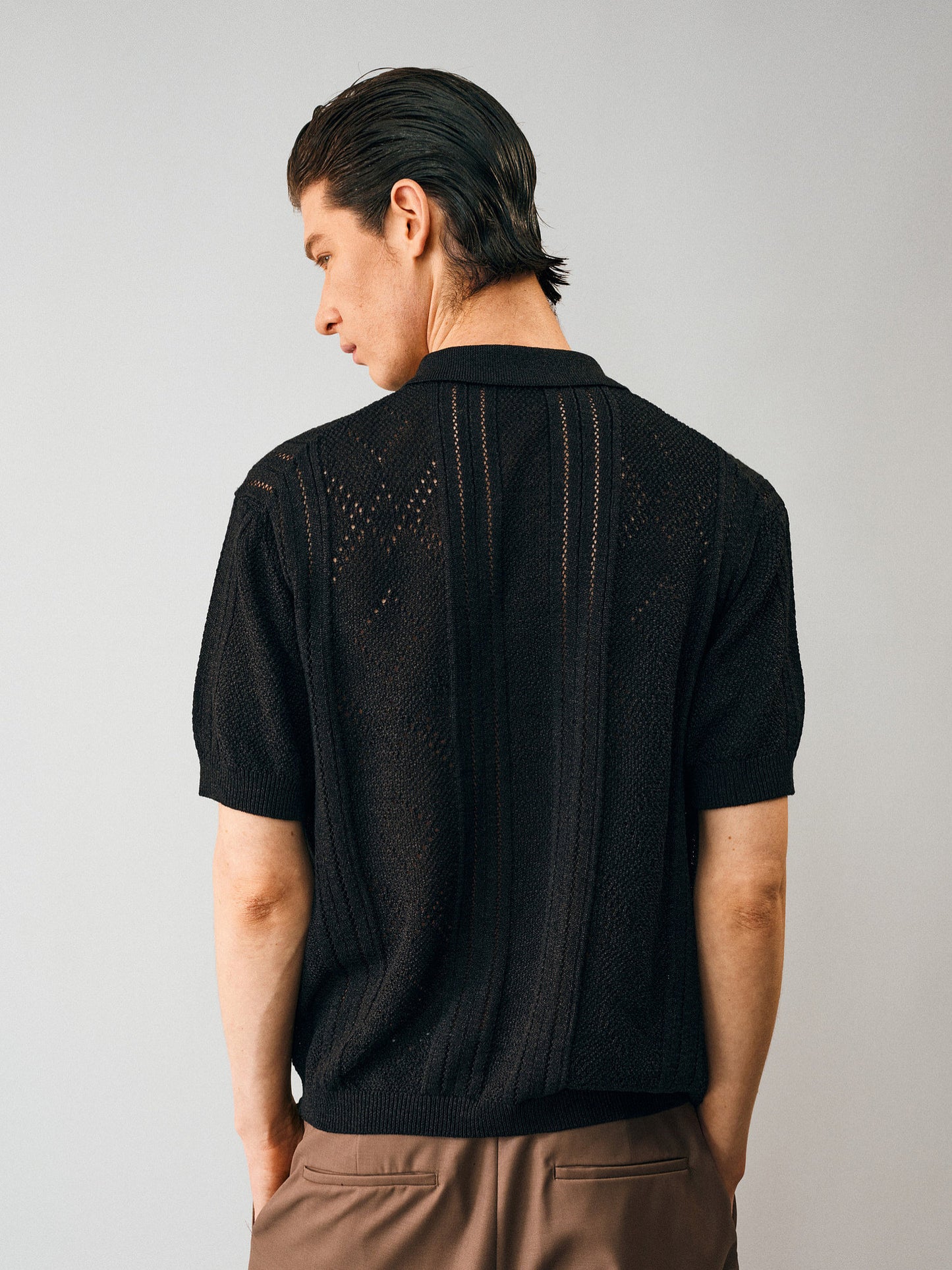Openwork Knit Zipper Cardigan