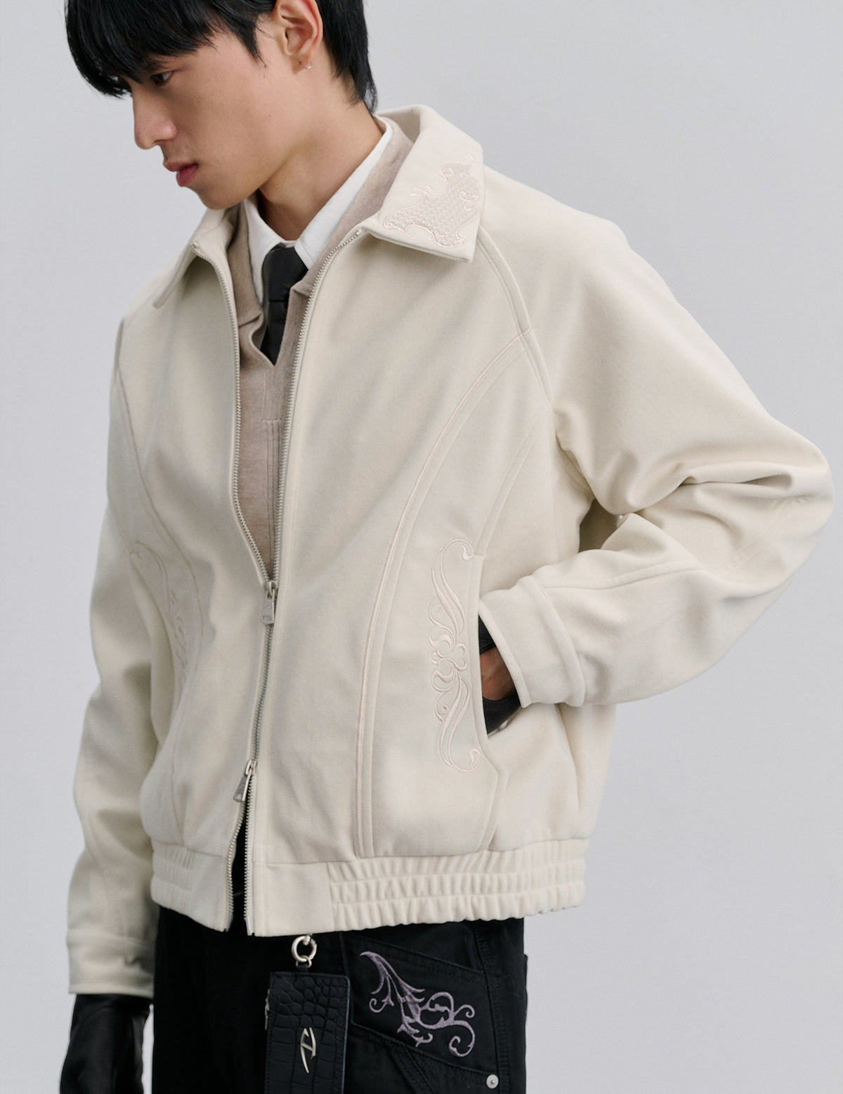 Embroidered Lapel Jacket
