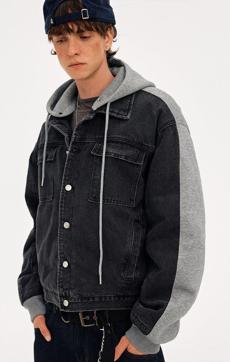 Street Patchwork Wash Denim Jacket