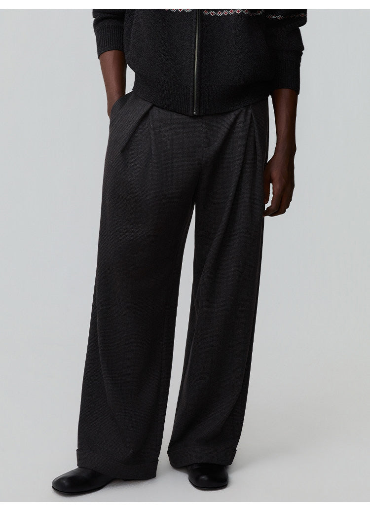 Double-Pleated Waist Casual Pants