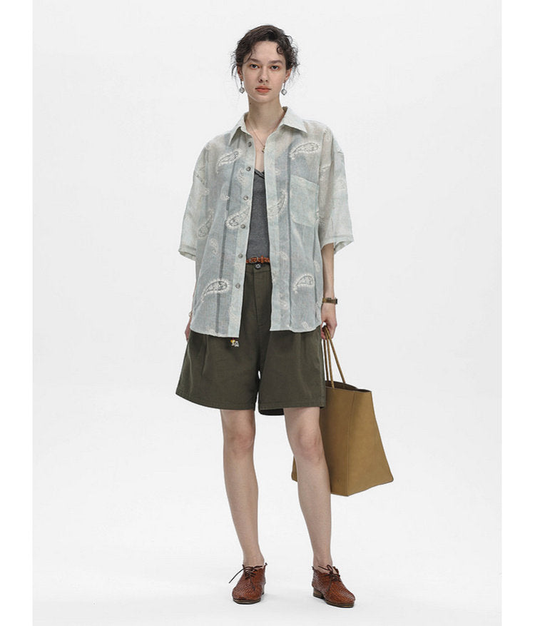 Linen-Blend Sheer Shirt
