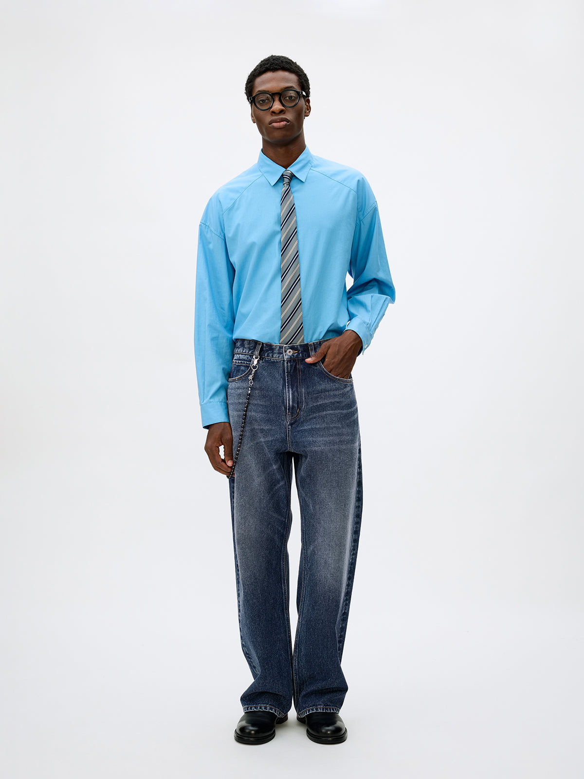 Cotton Twill Straight Leg Jeans