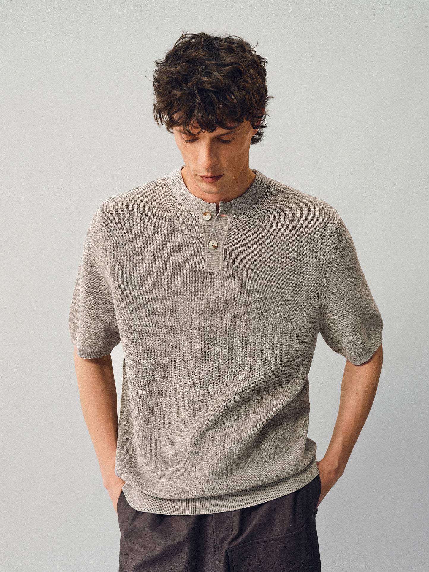 Henley Neck Linen Knit