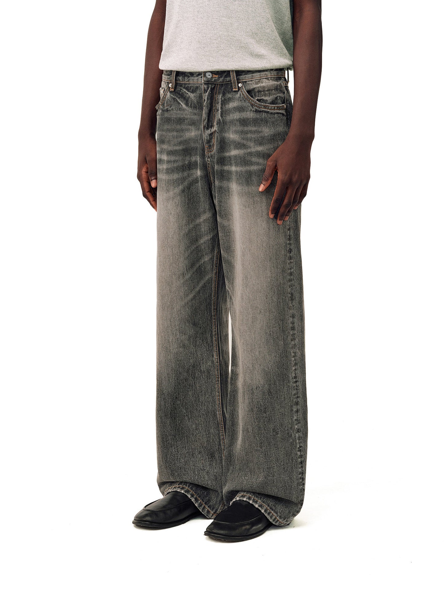 Unwashed denim pants