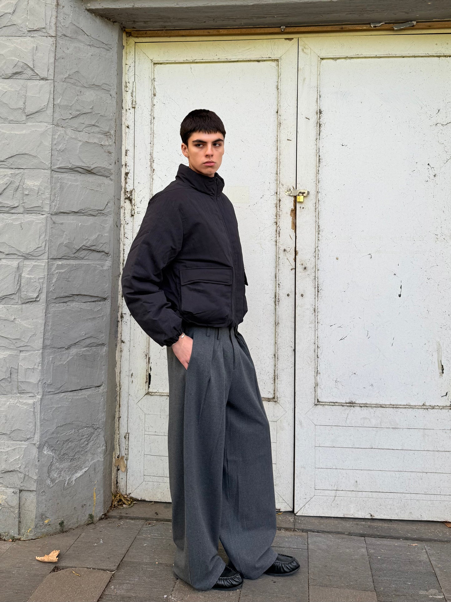 Retro 3D Pleated Wide-Leg Pants