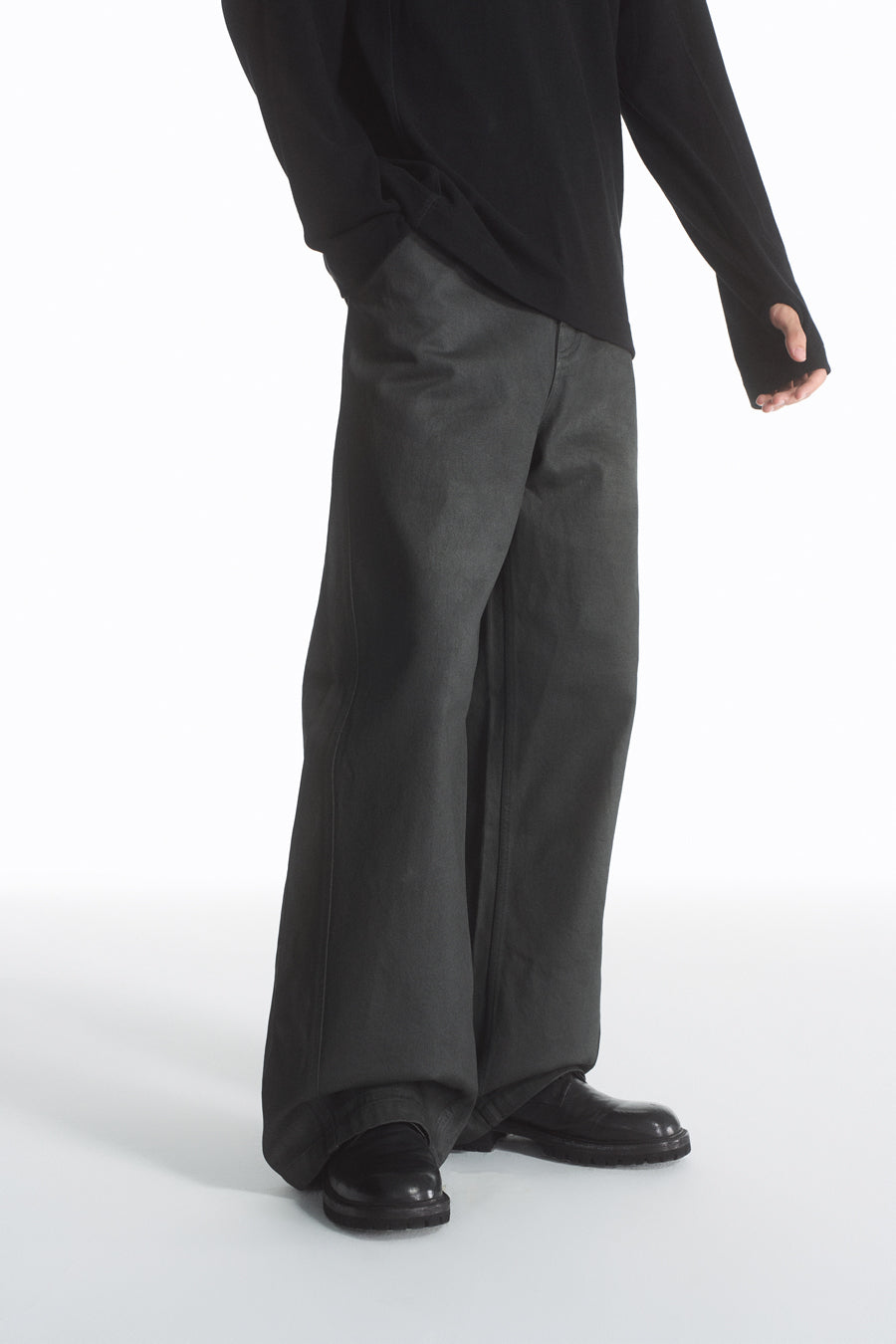 PU coated straight jeans