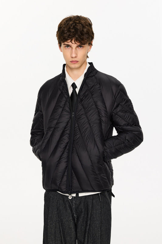 Rib-knit lightweight down jacket