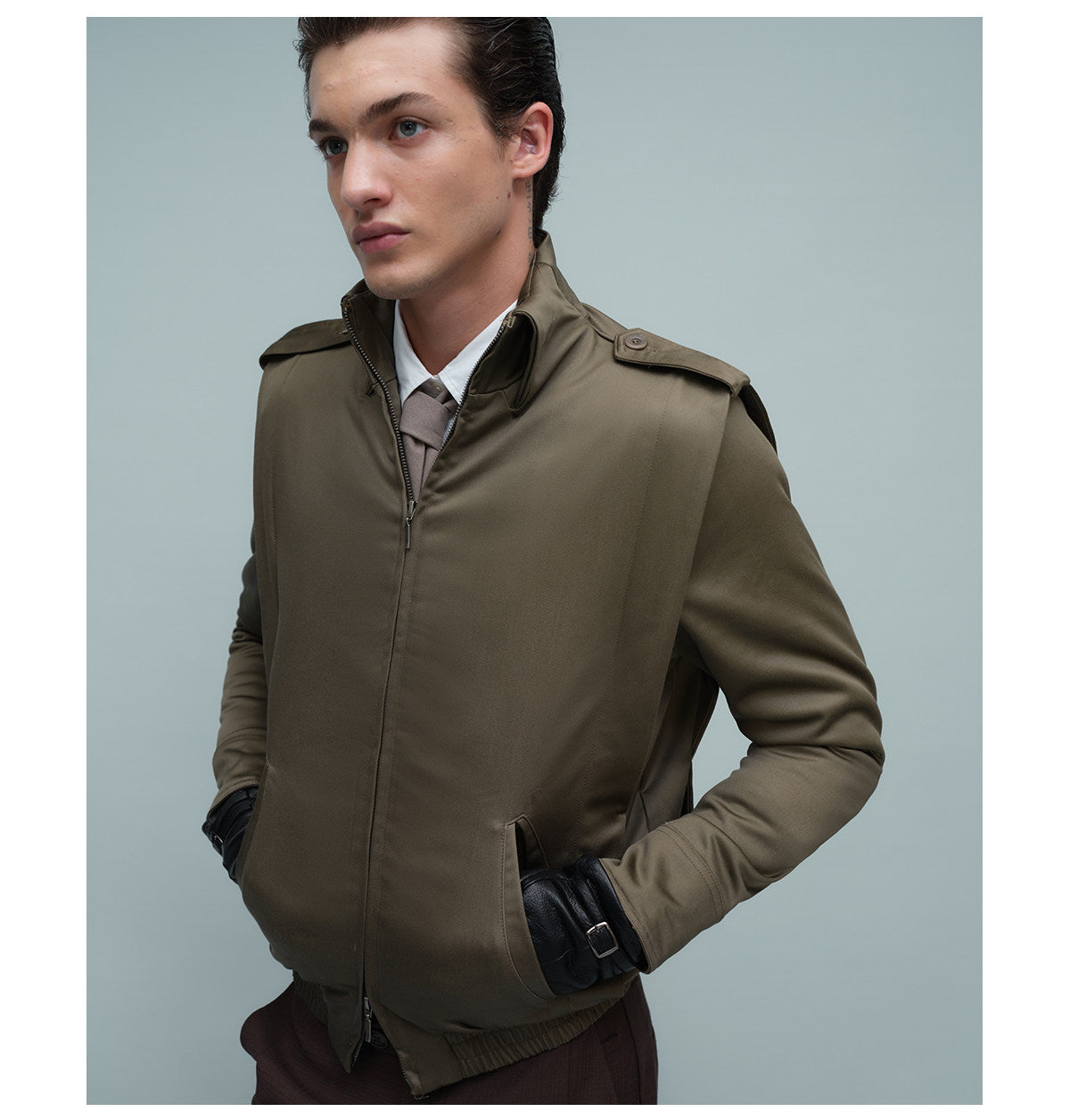 Silk-Look Faux Lapel Jacket with Epaulets