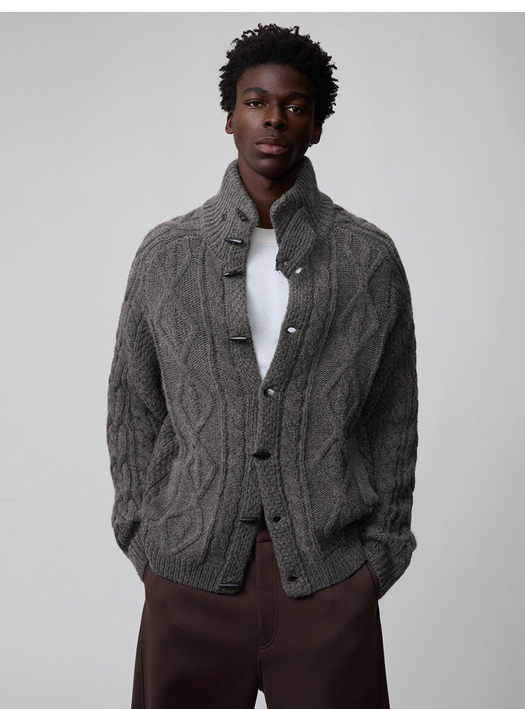 Wool-Blend Cable-Knit Cardigan