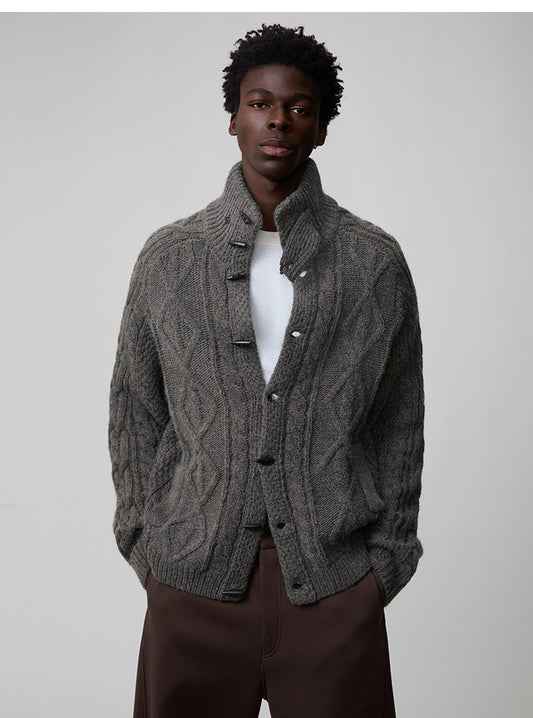 Wool-Blend Cable-Knit Cardigan