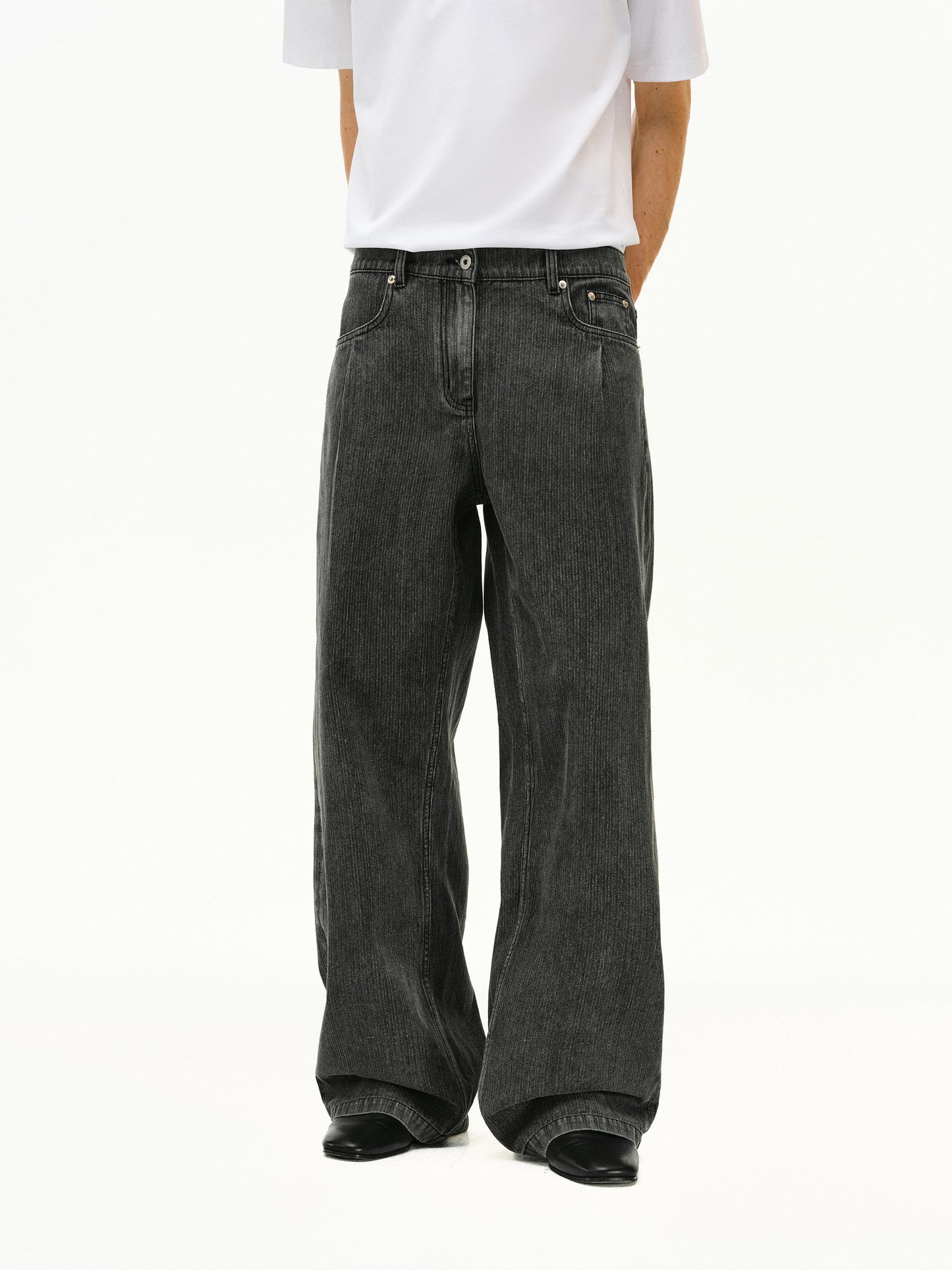 Dark Textured Denim Pants
