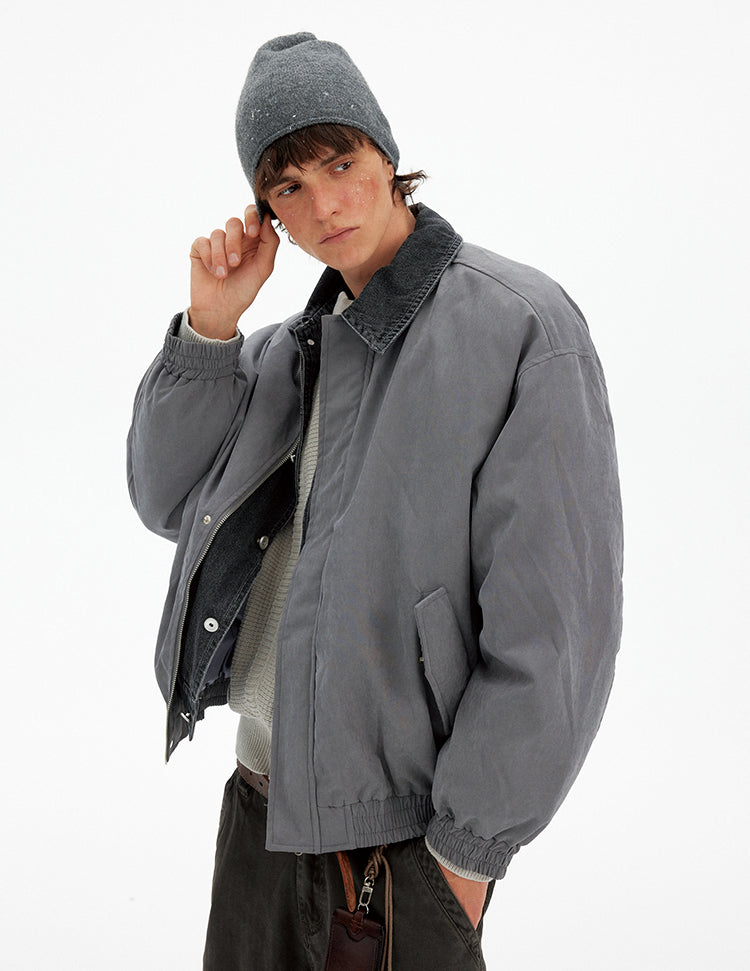 Faux Two-Piece Cotton Jacket