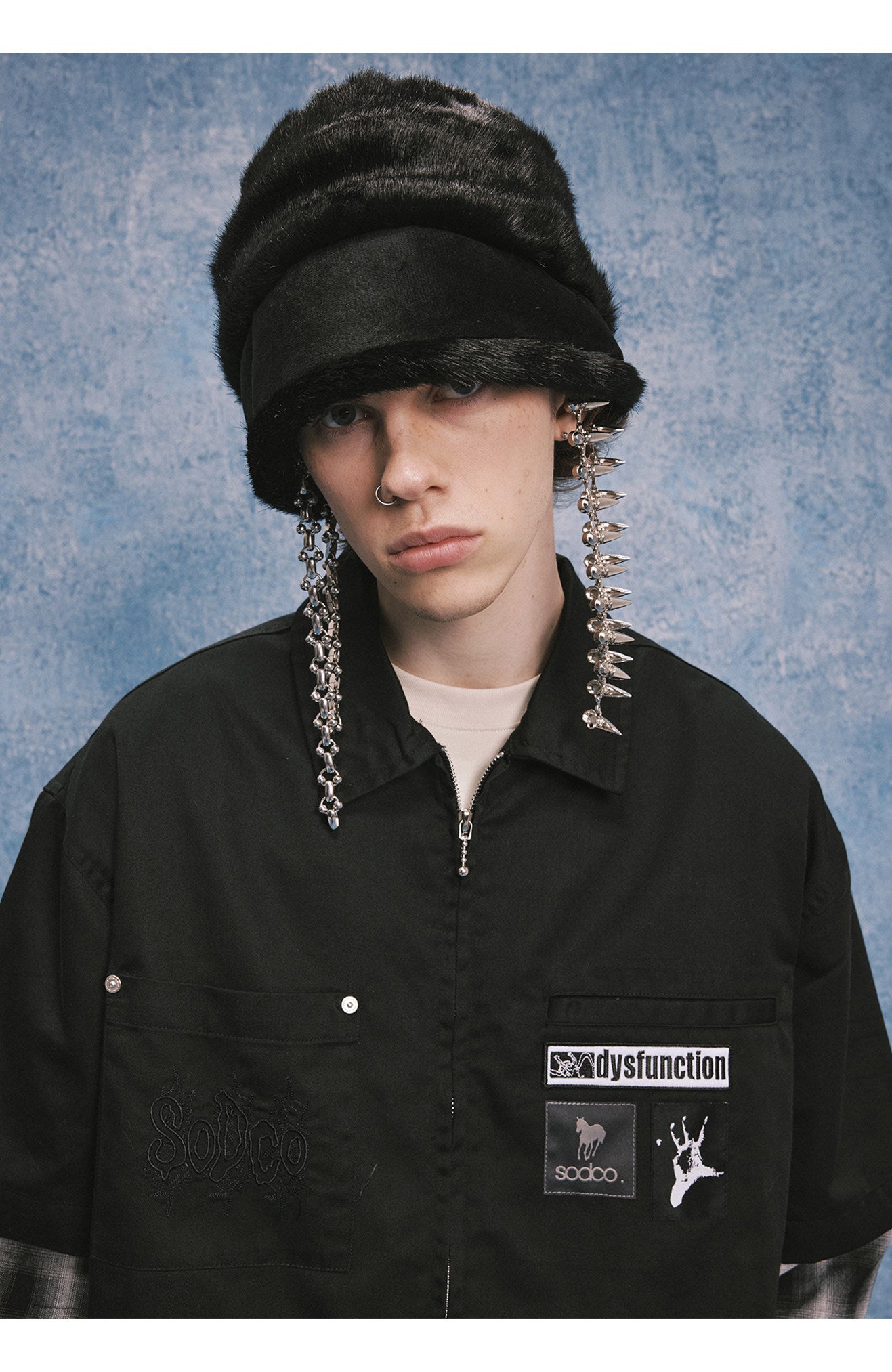 Patchwork Short-Sleeve Work Shirt