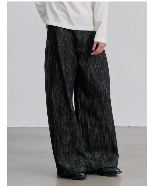 Niche Design Loose-Fit Wide-Leg Jeans