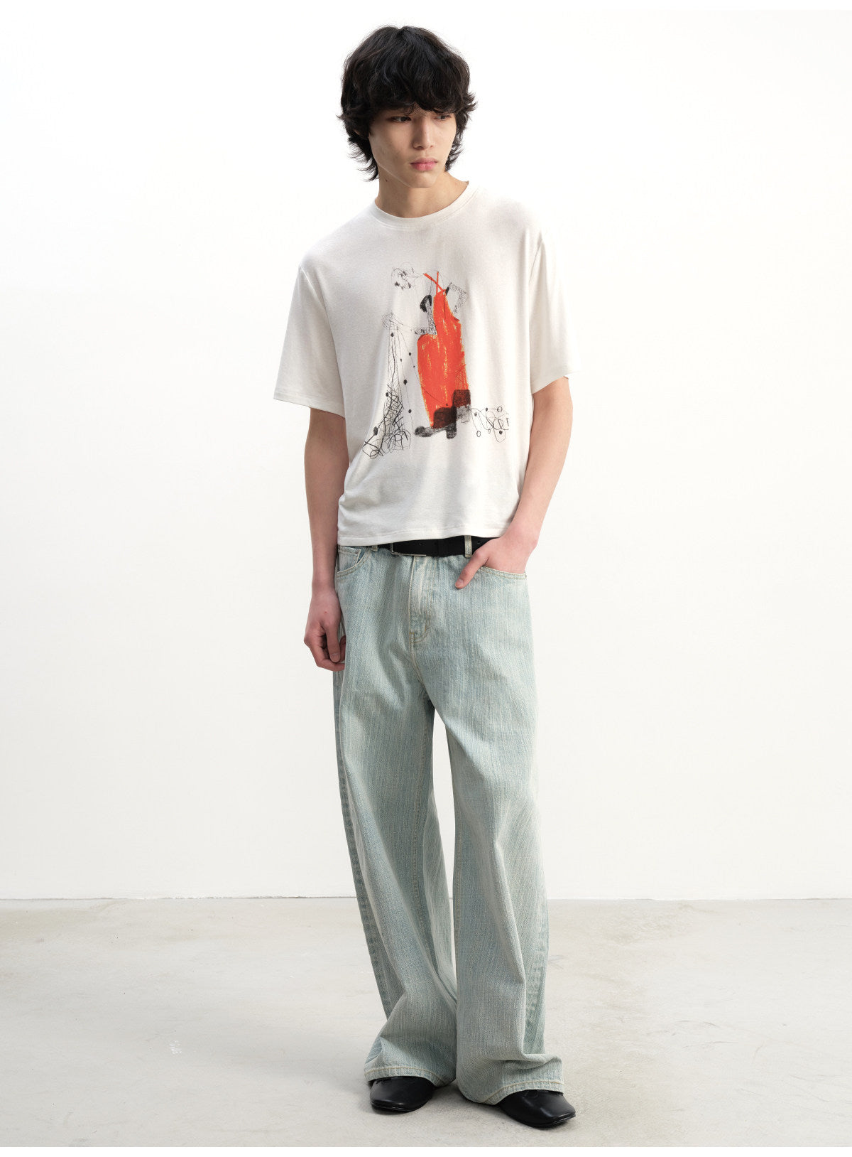 Bamboo-Print Denim Pants