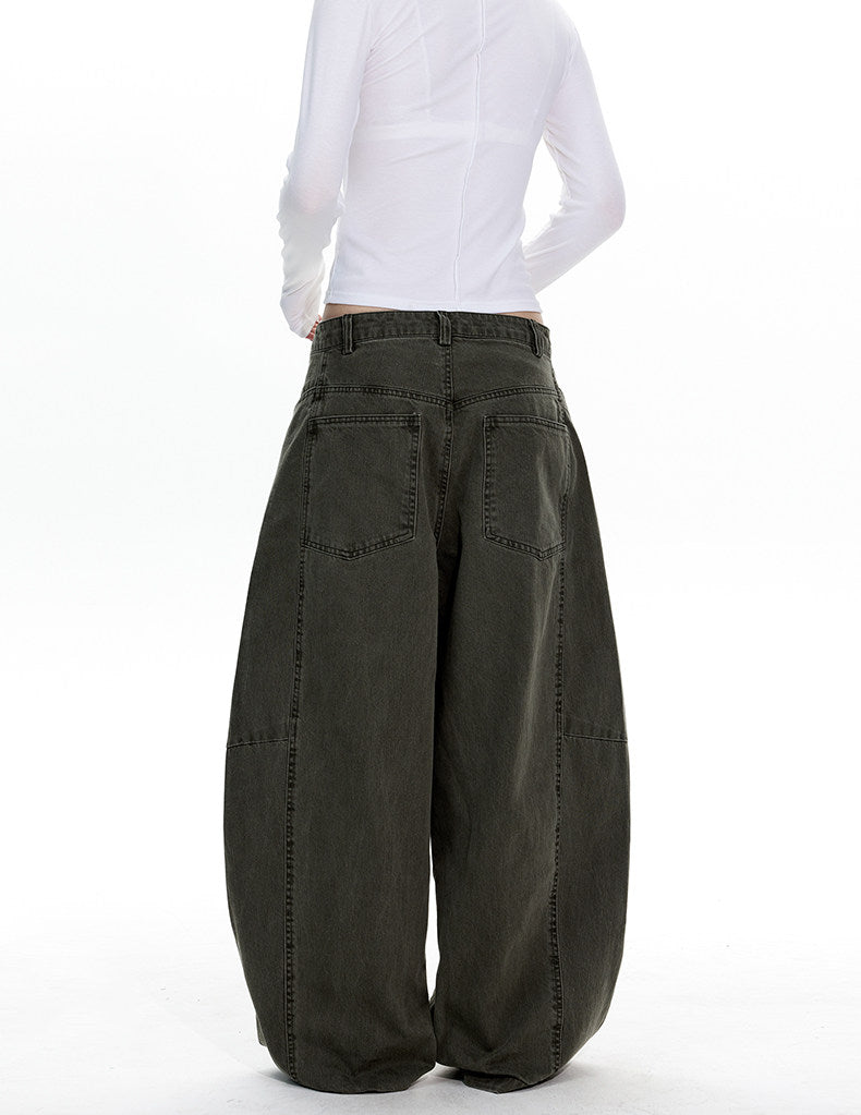 Deconstructed Wash Curved Blade Casual Pants