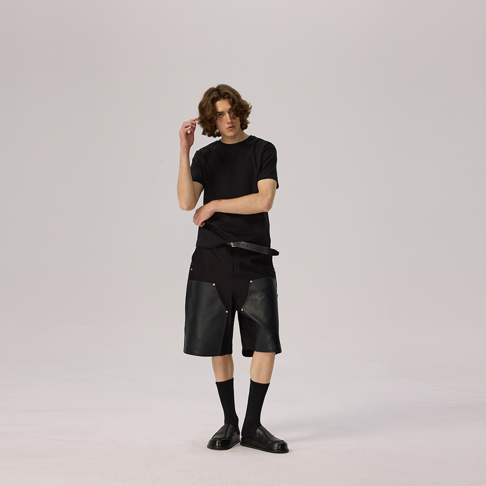 Leather cargo shorts