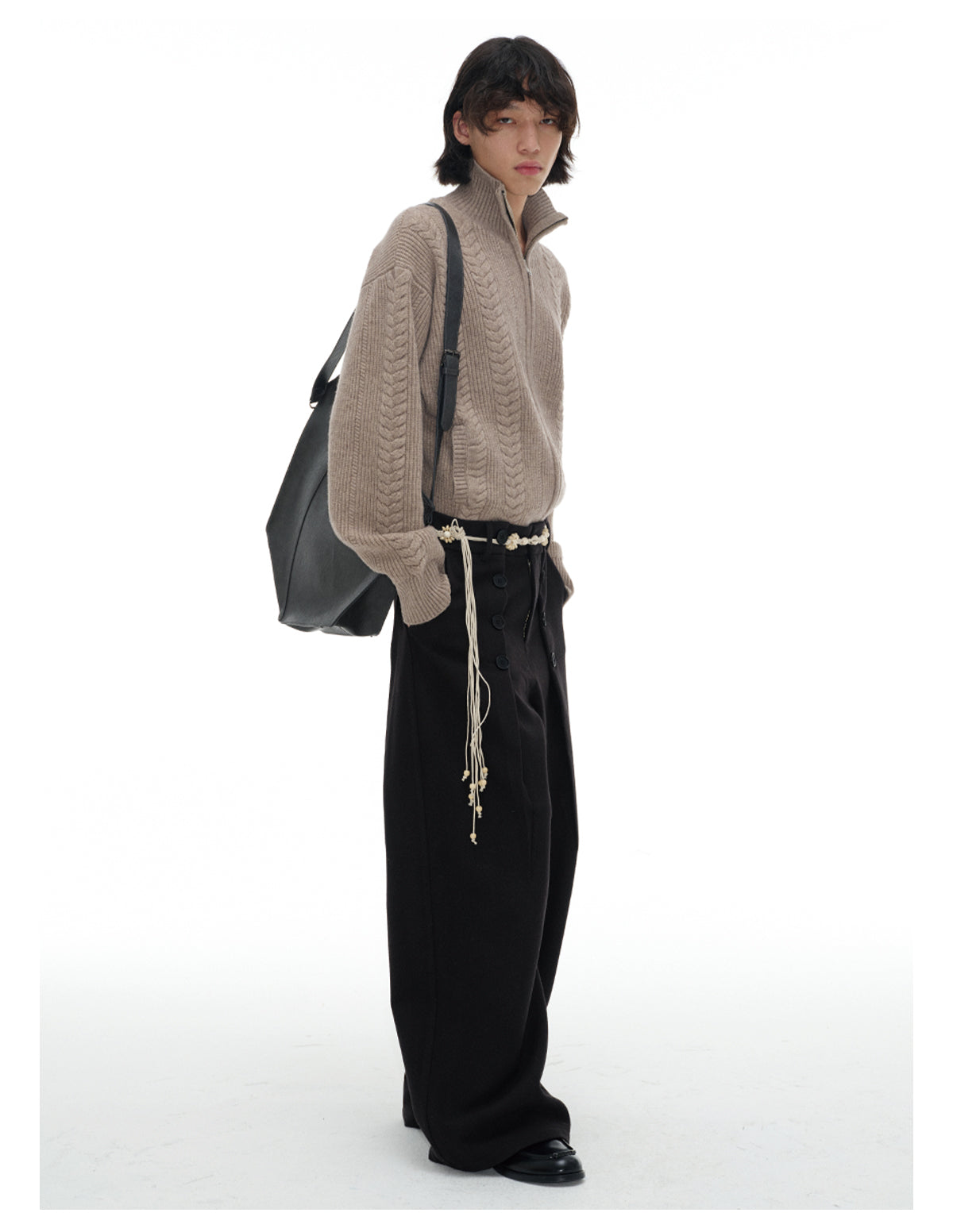 Cable Zipper Cardigan