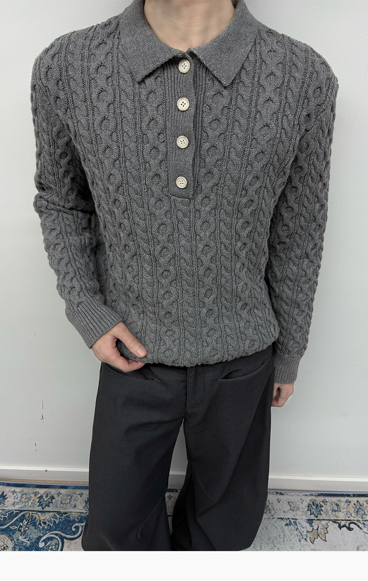 3D Twist Polo Sweater