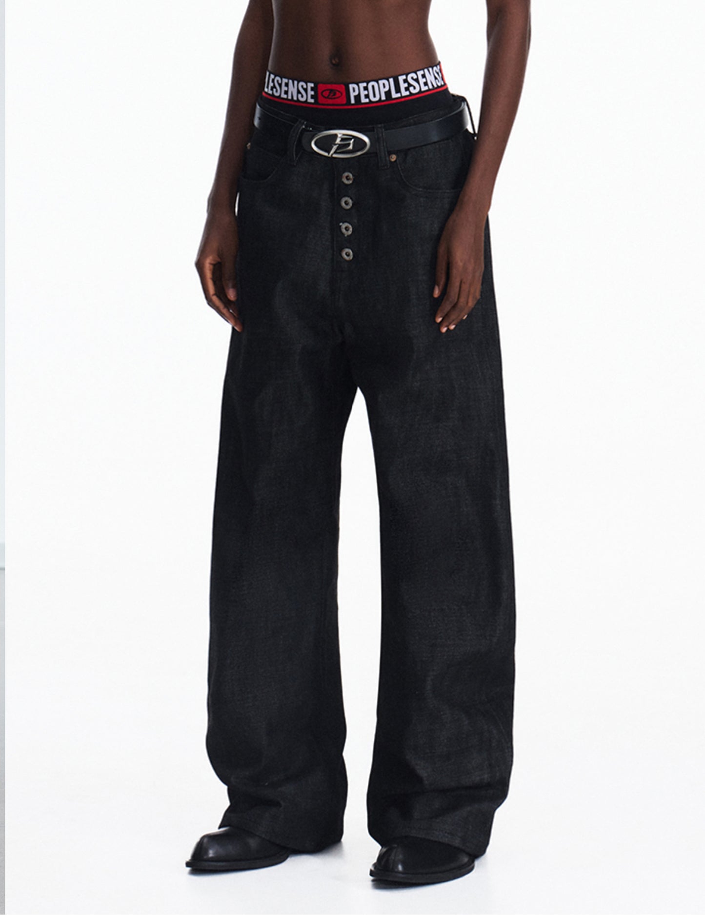 5-Button Raw Denim Pants