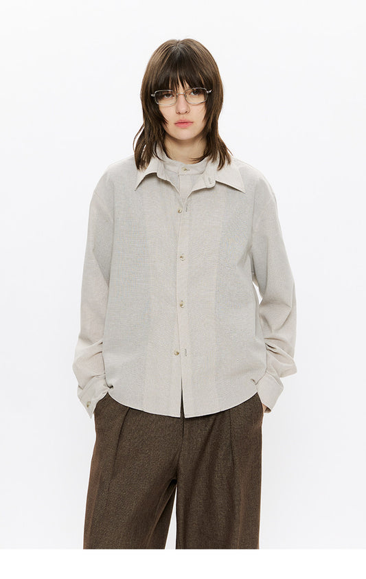 Faux Two-Piece Checkered Shirt