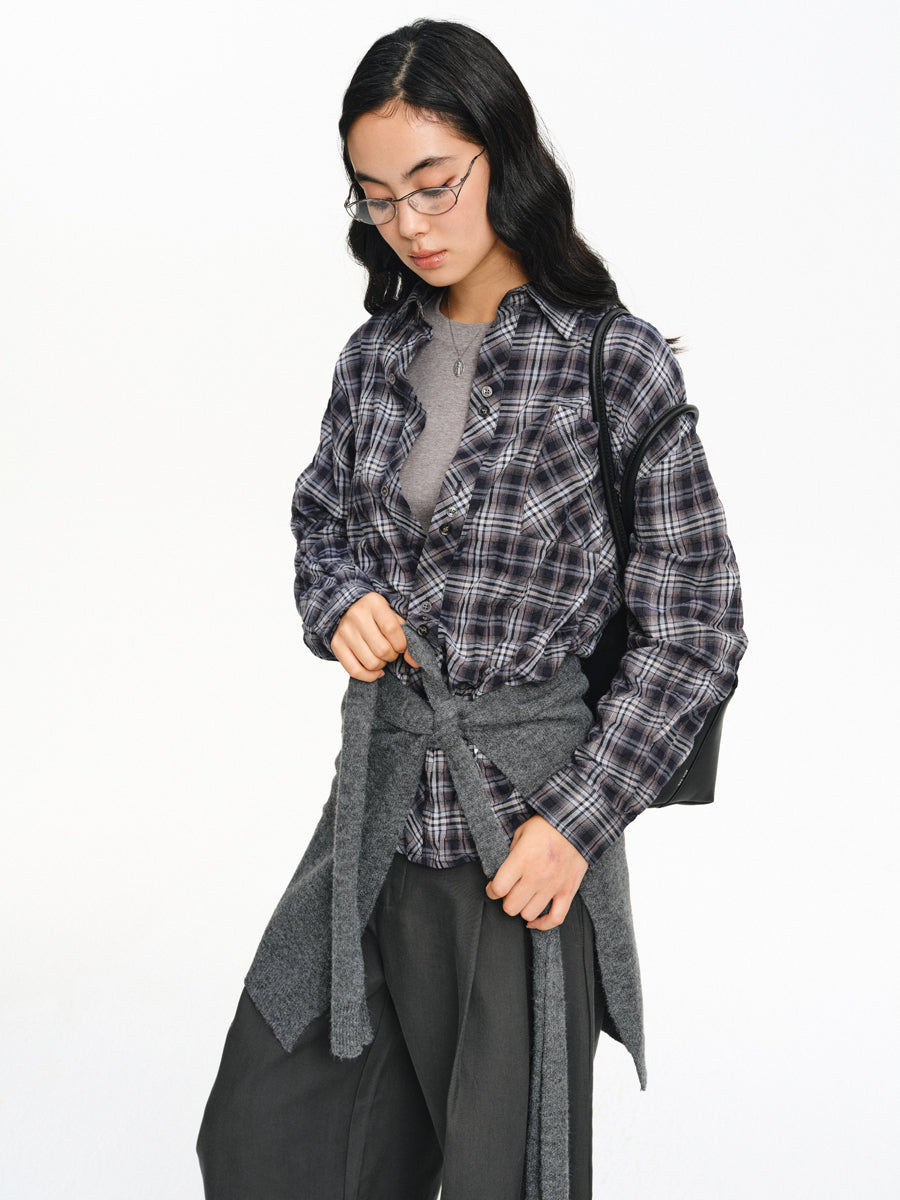 Multi-button Checkered Shirt