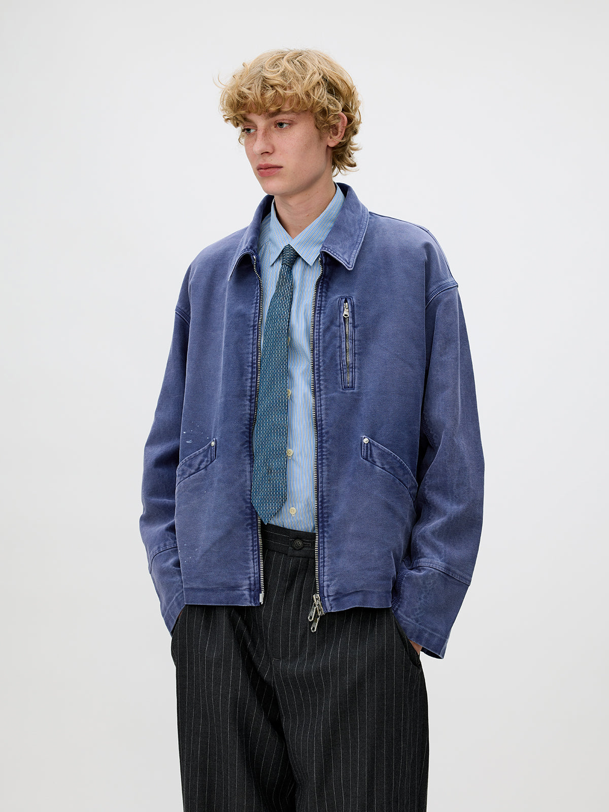 Distressed Zipper Short Jacket