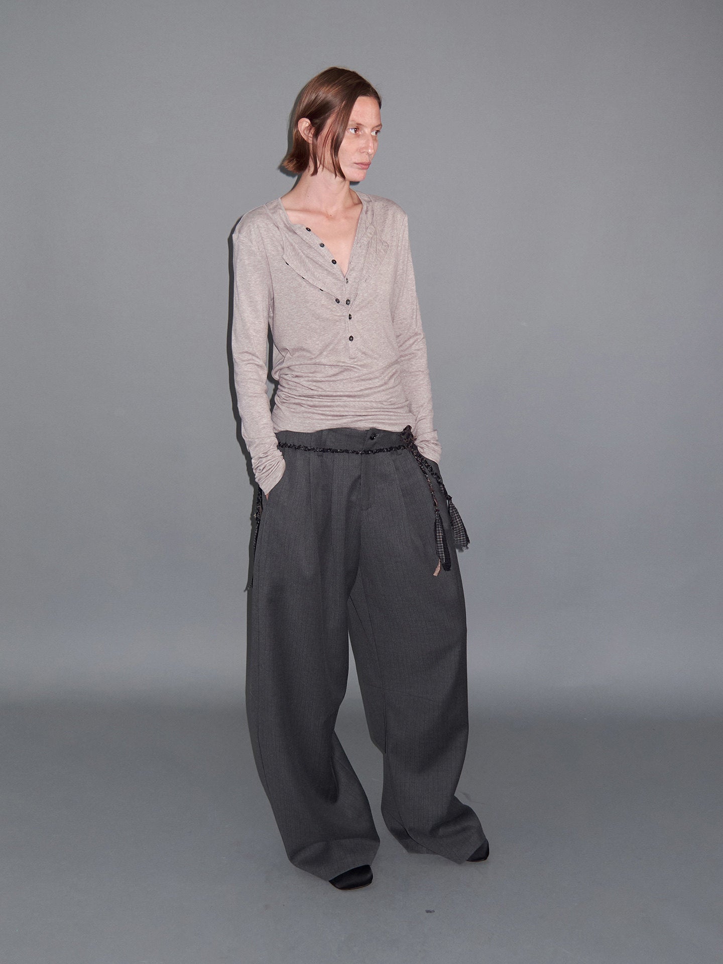 Loose-Fit Curved Casual Pants