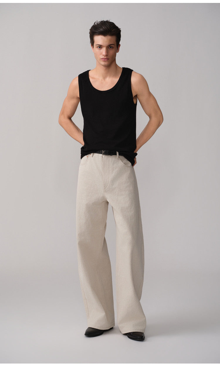 3D Cut Patchwork Silhouette Casual Pants