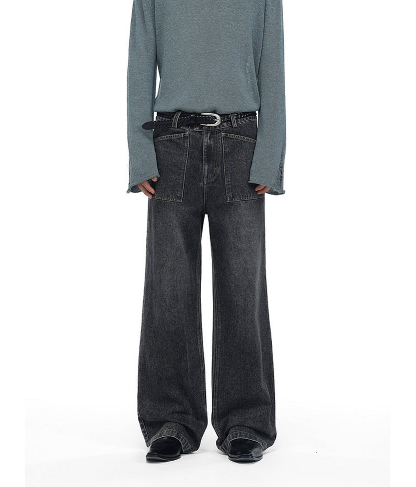 Wash-Mat Mid-Rise Straight-Leg Jeans