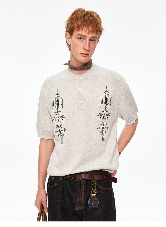 Vintage-Style Henley Sweater