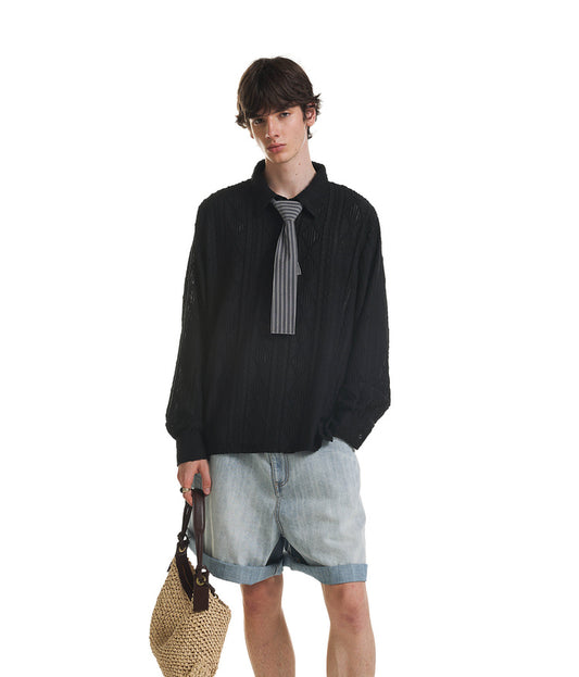 Hollow Jacquard Polo Shirt