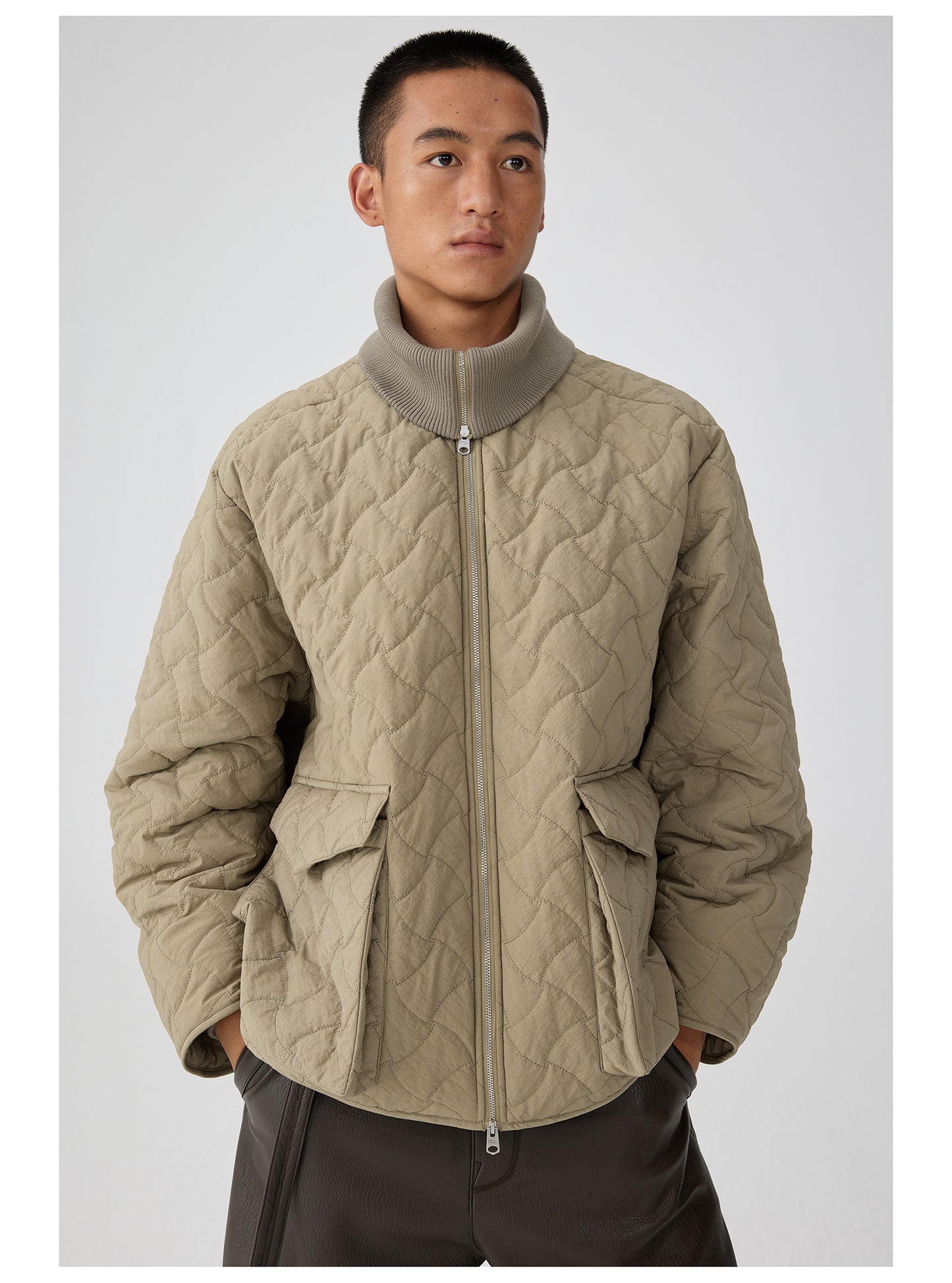 Rib Collar Quilted Jacket