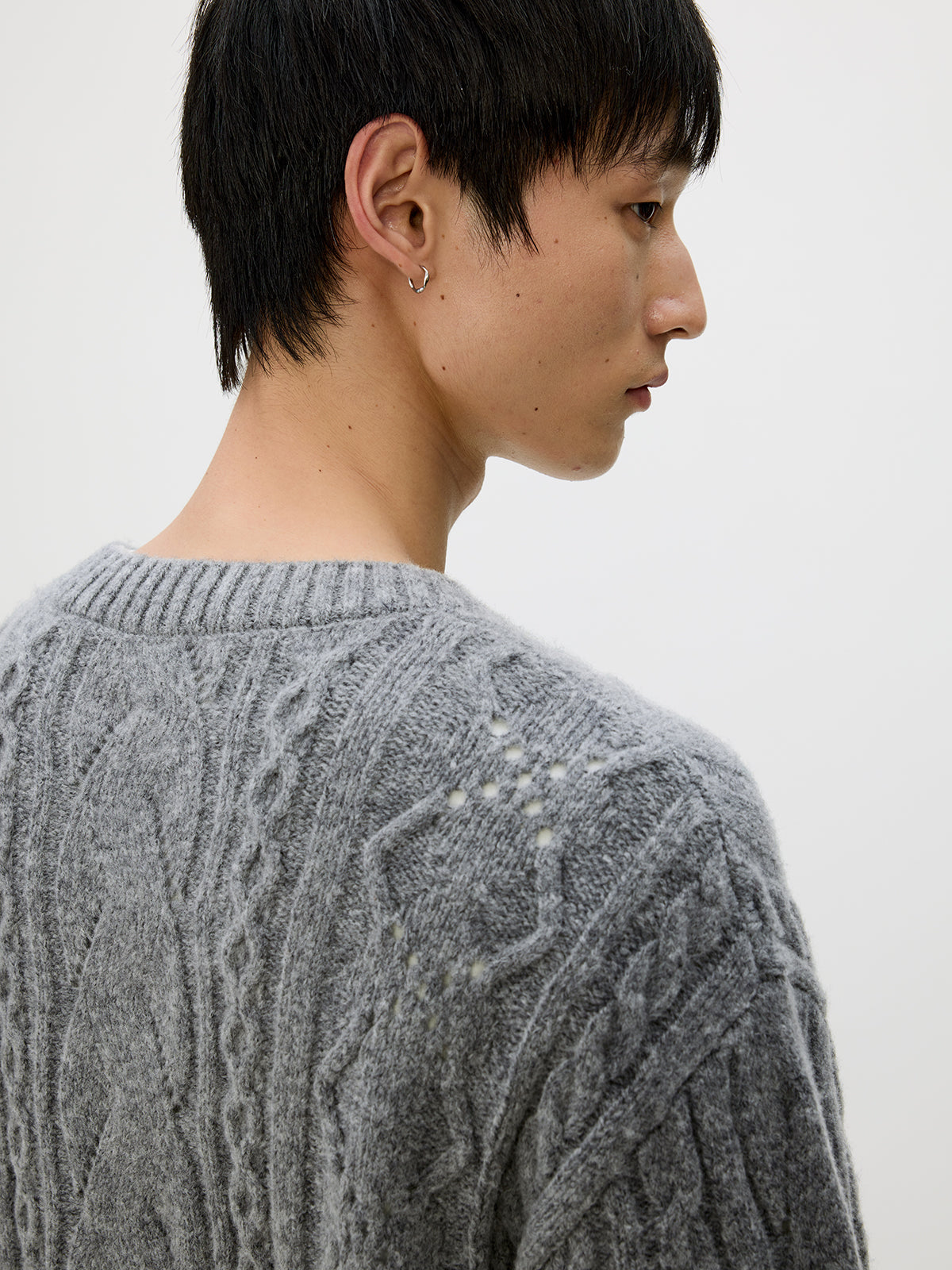 V-neck cable knit sweater