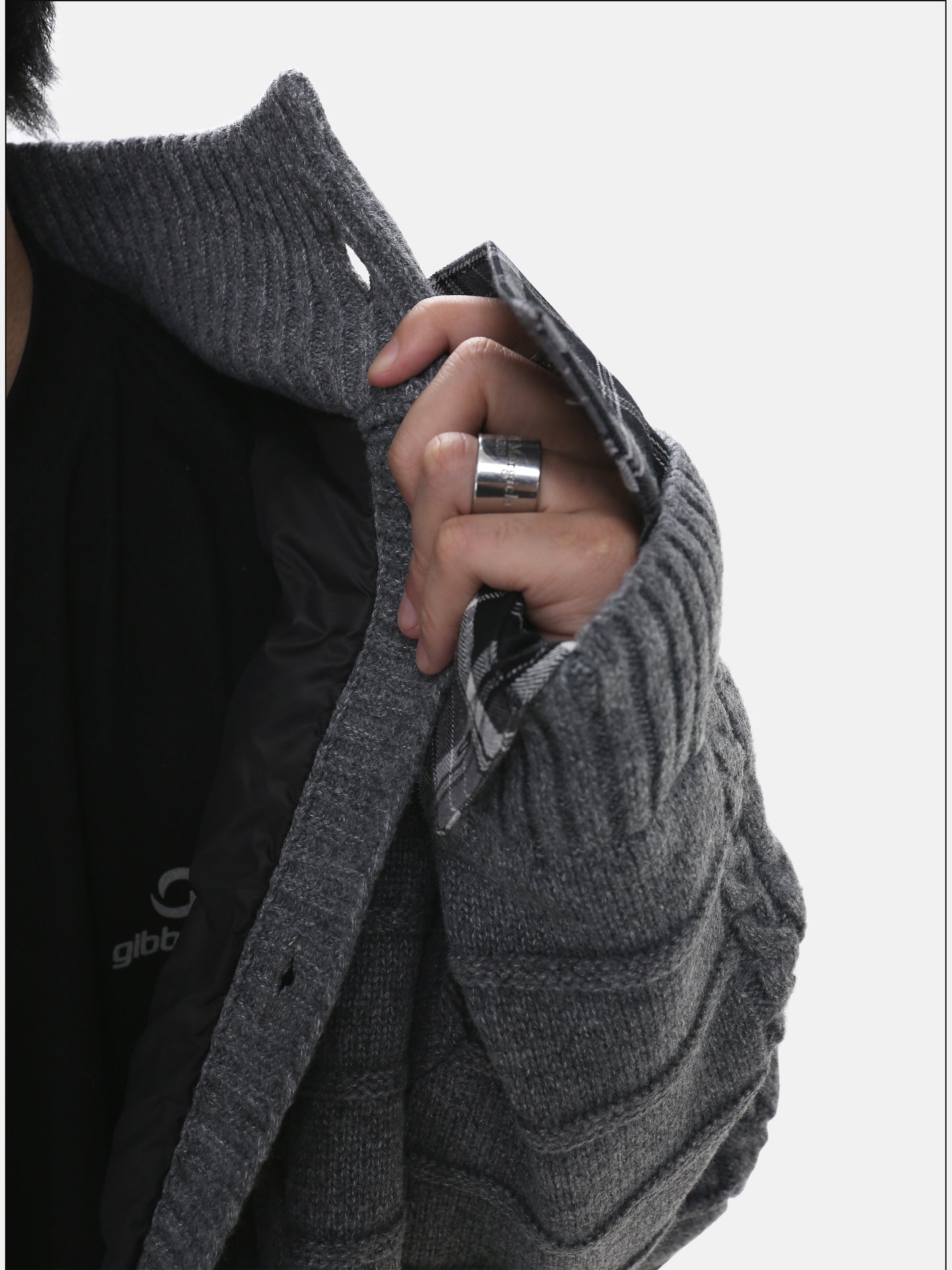 Patchwork Stand Collar Cardigan