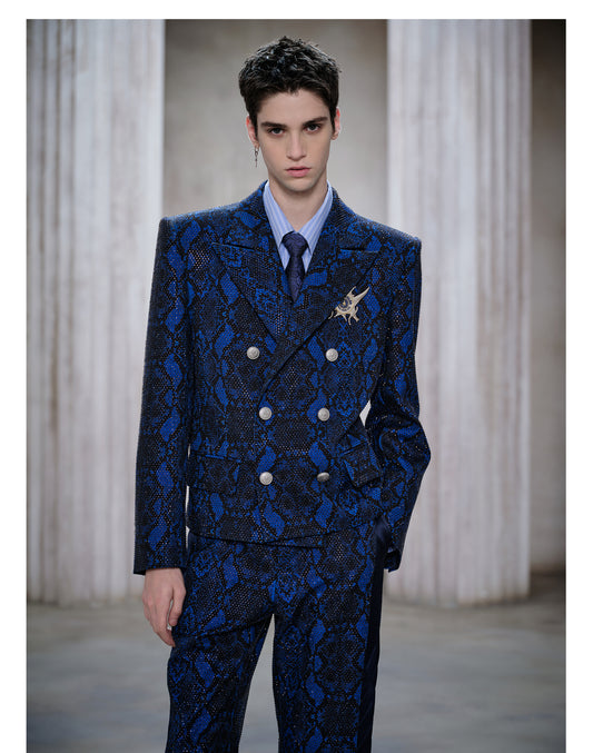 Double-breasted Snake Print Jacket