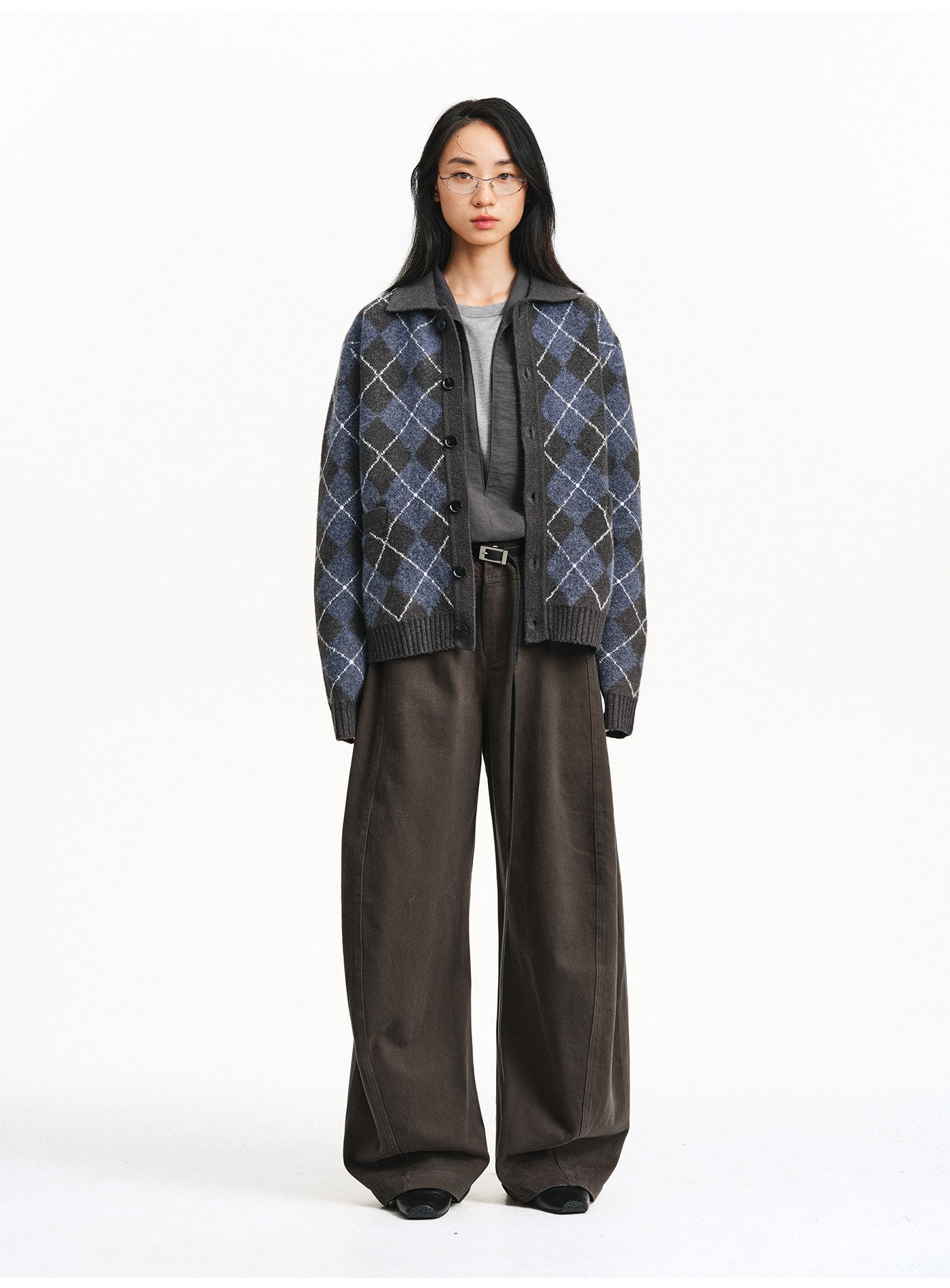 Diamond-pattern cardigan