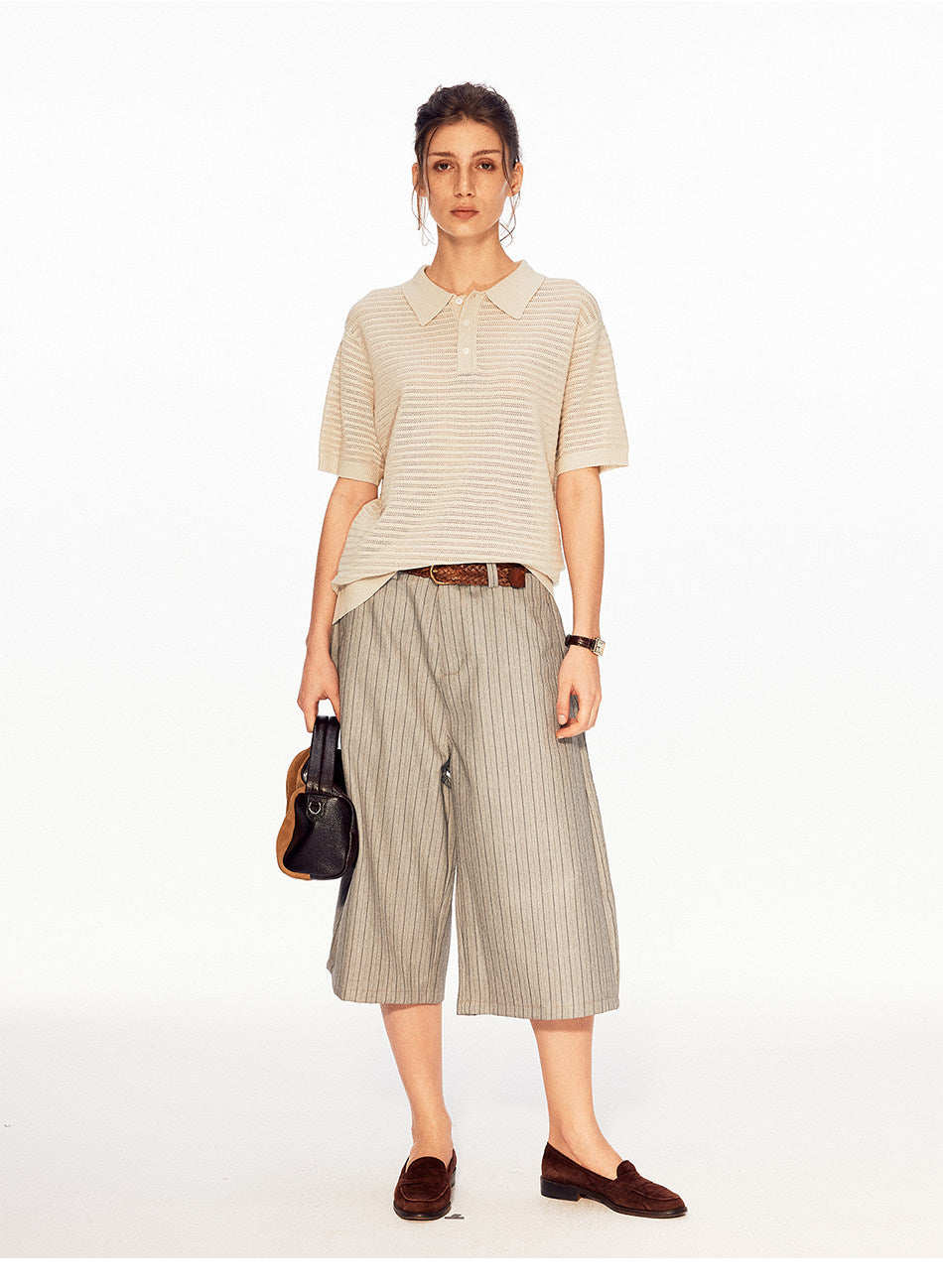 Striped Wide-Leg Shorts